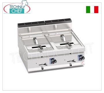 TECHNOCHEF - FRIGGITRICE a GAS da BANCO, 2 vasche da lt.10+10, Mod.GL10+10B FRIGGITRICE a GAS da BANCO, BERTOS, Linea MACROS 700, Serie TURBO, 2 vasche indipendenti da lt.10+10, potenza termica 13,8 Kw, Peso 41 Kg, dim.mm.800x700x290h