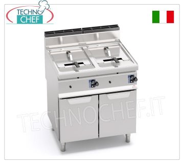 TECHNOCHEF - FRIGGITRICE a GAS su MOBILE, 2 vasche da 10+10 lt, Mod.GL10+10M FRIGGITRICE a GAS su MOBILE, BERTOS, Linea MACROS 700, Serie TURBO, 2 vasche indipendenti da lt.10+10, potenza termica 13,8 Kw, Peso 56 Kg, dim.mm.800x700x900h