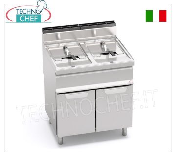 TECHNOCHEF - FRIGGITRICE a GAS su MOBILE, 2 vasche da lt.15+15, Mod.GL15+15M FRIGGITRICE a GAS su MOBILE, BERTOS, Linea MACROS, Serie TURBO, 2 vasche indipendenti da lt.15+15, potenza termica Kw.25,4, Peso 60 Kg, dim.mm.800x700x900h