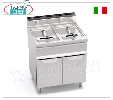 TECHNOCHEF - FRIGGITRICE a GAS su MOBILE, 2 vasche da lt.20+20, Mod.GL20+20M FRIGGITRICE a GAS su MOBILE, BERTOS, Linea MACROS 700, Serie TURBO, 2 vasche indipendenti da lt.20+20, potenza termica 33,00 Kw, Peso 63 Kg, dim.mm.800x700x900h