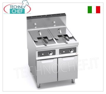 TECHNOCHEF - FRIGGITRICE a GAS su MOBILE, 2 VASCHE da lt.18+18,Comandi Elettronici Bflex, Mod.9GL18+18MI-BF FRIGGITRICE a GAS su MOBILE, BERTO'S, Linea MAXIMA 900, Serie INDIRECT GAS FRY, 2 VASCHE INDIPENDENTI da lt.18+18, Comandi Elettronici Bflex, Riscaldamento Indiretto, potenza termica Kw.28,00, Peso 95 Kg, dim.mm.800x900x900h