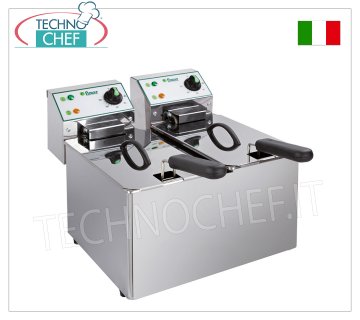 FIMAR - Technochef, Friggitrice Elettrica da banco, 2 vasche indipendenti da lt.4+4, Mod.FR44N