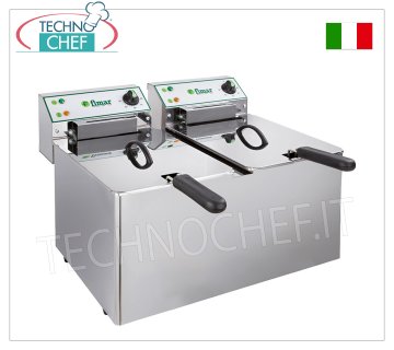 FIMAR - Technochef, Friggitrice Elettrica da banco, 2 vasche indipendenti da lt.8+8, Mod.FR88N FRIGGITRICE ELETTRICA da BANCO, 2 vasche indipendenti da litri 8+8 estraibili, V.230/1, kw 3,00+3,00, dimensioni  mm. 565x490x365h