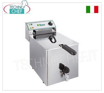 FIMAR - Technochef, Friggitrice Elettrica da banco, 1 vasca da lt.8, Mod.FR8R FRIGGITRICE ELETTRICA da BANCO, 1 vasca da litri 8 dotata di rubinetto di scarico, V.230/1, Kw 3,00, dimensioni mm. 270x490x365h.