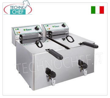 Fimar - FRIGGITRICE ELETTRICA da BANCO da lt.10+10, Mod.FR1010RN FRIGGITRICE ELETTRICA da BANCO da 10+10 litri, dotata di rubinetti di sicurezza, produzione oraria 11+11 kg/h, V.400/3+N, Kw.6,00+6,00, Peso 19 Kg, dim.mm.564x519x359h