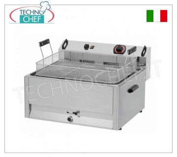 Friggitrice Elettrica lt 30 per Pasticceria, Mod. FPR30, Friggitrice Elettrica per Pasticceria , Vasca Singola, Capacità Lt 30, Produzione oraria: 24 Kg/h, kw 15, 380-400 V, kg 25, dim. mm 660x640x415h