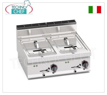 TECHNOCHEF - FRIGGITRICE ELETTRICA da BANCO, POTENZIATA, 2 VASCHE da lt.10+10, Mod.E7F10-8BS FRIGGITRICE ELETTRICA da BANCO, BERTOS, Linea MACROS 700, Serie TURBO - HIGH POWER, 2 VASCHE INDIPENDENTI da lt.10+10, versione POTENZIATA, V.400/3+N, Kw.18,00, Peso 39 Kg, dim.mm.800x700x290h