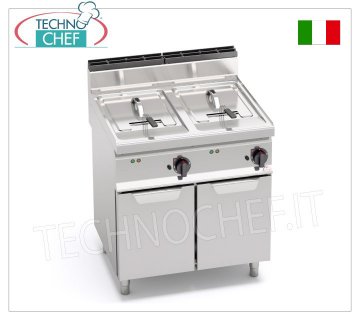 TECHNOCHEF - FRIGGITRICE ELETTRICA su MOBILE, 2 VASCHE da lt.10+10, Mod.E7F10-8M FRIGGITRICE ELETTRICA su MOBILE, BERTOS, Linea MACROS 700, Serie TURBO, 2 VASCHE INDIPENDENTI da lt.10+10,V.400/3+N, Kw.12,00, Peso 63 Kg, dim.mm.800x700x900h