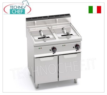 TECHNOCHEF - FRIGGITRICE ELETTRICA su MOBILE, 2 VASCHE da lt.18+18, Mod.E7F18-8M FRIGGITRICE ELETTRICA su MOBILE, BERTOS, Linea MACROS 700, Serie TURBO, 2 VASCHE INDIPENDENTI da lt.18+18, V.400/3+N, Kw.13,5+13,5, Peso 80 Kg, dim.mm.800x700x900h