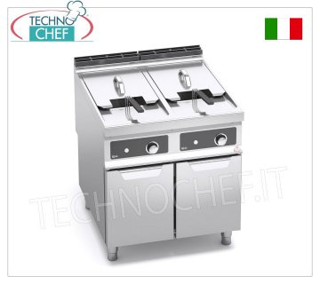 TECHNOCHEF - FRIGGITRICE ELETTRICA su MOBILE, 2 VASCHE INDIPENDENTI da lt.22+22, Mod.E9F22-8M-BF