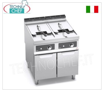 TECHNOCHEF - FRIGGITRICE ELETTRICA su MOBILE, 2 VASCHE INDIPENDENTI da lt.22+22, Mod.E9F22-8M-BF FRIGGITRICE ELETTRICA su MOBILE, BERTO'S, Linea MAXIMA 900, Serie TURBO, 2 VASCHE INDIPENDENTI da lt.22+22, Comandi Elettronici BFLEX, V.400/3+N, Kw.18+18, Peso 95 Kg, dim.mm.800x900x900h