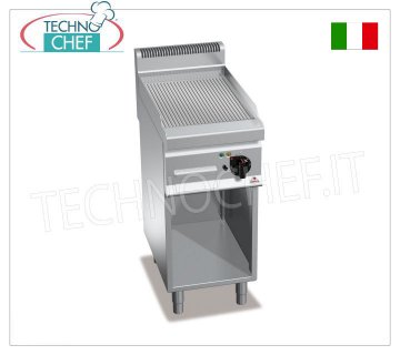 FRY TOP a GAS con PIASTRA RIGATA in MULTIPAN, su VANO a GIORNO, Mod.G7FR4M