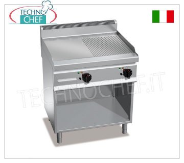 FRY TOP a GAS, PIASTRA in MULTIPAN 1/2 RIGATA e 1/2 LISCIA, su VANO, mod.G7FM8M-2