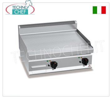 FRY TOP a GAS con PIASTRA RIGATA in MULTIPAN, modulo TOP, mod.G7FR8B-2