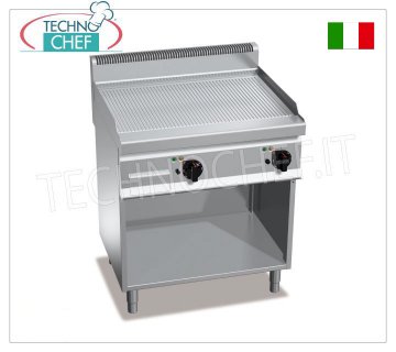 FRY TOP a GAS con PIASTRA RIGATA in MULTIPAN, su VANO, mod.G7FR8M-2