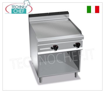 FRY TOP a GAS con PIASTRA RIGATA in MULTIPAN, su VANO, mod. G9FR8M-2