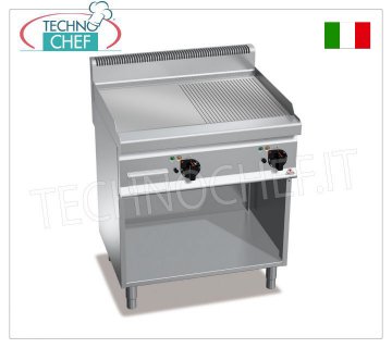 FRY TOP ELETTRICO con PIASTRA in MULTIPAN 1/2 LISCIA e 1/2 RIGATA, mod.E7FM8MP-2