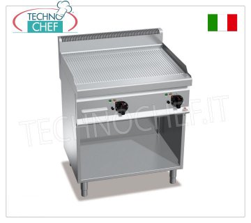 FRY TOP ELETTRICO con PIASTRA RIGATA in MULTIPAN, su VANO a GIORNO, mod.E7FR8MP-2