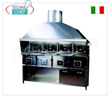 GRIGLIA ROMAGNA - Griglia/Cucina Romagna a carbone vegetale con 4 bracieri