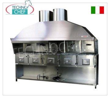 GRIGLIA ROMAGNA - Griglia/Cucina Romagna a carbone vegetale con 5 bracieri