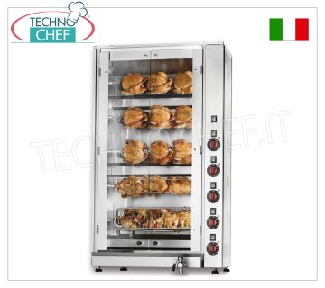 GIRARROSTO ELETTRICO con 5 ASTE  Schidione Sovrapposte Indipendenti per 15 POLLI
