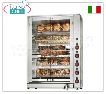 GIRARROSTO ELETTRICO con 5 ASTE Schidione Sovrapposte INDIPENDENTI per 20 POLLI