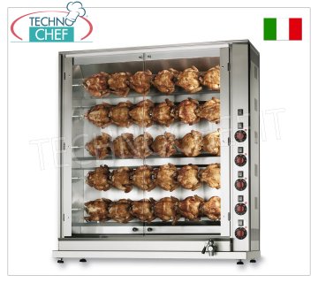 GIRARROSTO ELETTRICO con 5 ASTE  Schidione sovrapposte Indipendenti per 30 POLLI