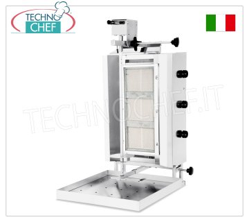 GYROS a GAS con 3 bruciatori indipendenti, asta di cottura alta 550 mm completa di piatto