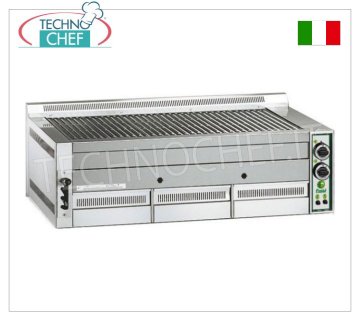 FIMAR - Technochef, Griglia Pietralavica a Gas da Banco, 3 ZONE di COTTURA, Mod.B115 GRIGLIA PIETRA LAVICA a GAS, 3 Moduli TOP con ZONA COTTURA da mm 960x540, alimentazione Metano-GPL, Potenza 23 Kw, Peso 103 Kg, dim.mm.1140x800x380h