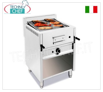 GRIGLIA PIETRA LAVICA a GAS su VANO a GIORNO, 1 MODULO con ZONA COTTURA da mm 550X535