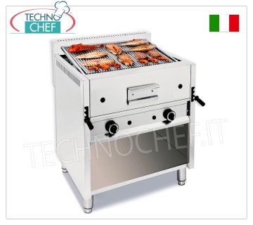 GRIGLIA PIETRA LAVICA a GAS su VANO a GIORNO, 2 MODULI con ZONA COTTURA da da mm 695x535