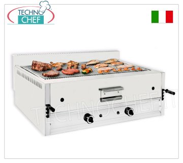 TECHNOCHEF - Griglia a Pietra Lavica a Gas, Doppio Modulo Top, Mod.I-120