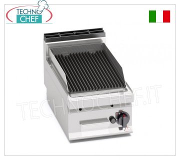 TECHNOCHEF - GRIGLIA PIETRALAVICA a GAS, 1 modulo TOP, Mod.PLG40B/G