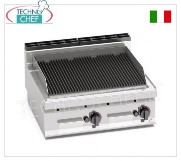 TECHNOCHEF - GRIGLIA PIETRALAVICA a GAS, DOPPIO modulo TOP, Mod.PLG80B/G