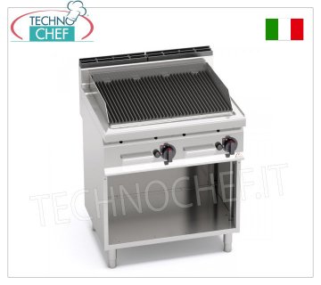TECHNOCHEF - GRIGLIA PIETRALAVICA a GAS, DOPPIO modulo su VANO a GIORNO, Mod.PLG80M/G