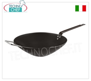 Paderno - Wok  in ferro con 1 Maniglia ed 1 Manico, professionale per Induzione