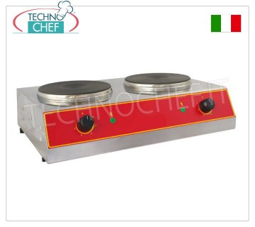 TECHNOCHEF - Piastra di Cottura Elettrica Doppia, Ø 220+220 mm,  Mod.CP40