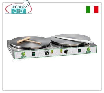 Technochef  -  Crepiera Elettrica Professionale, 2 Piastre in Ghisa Ø 400 mm, Mod.CRP42