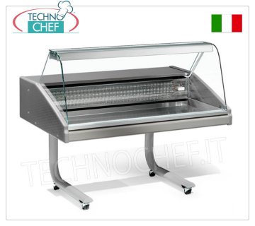 VETRINA  ESPOSITIVA REFRIGERATA su SUPPORTO CON RUOTE, versione con VETRO CURVO, mod.VRY7FISH