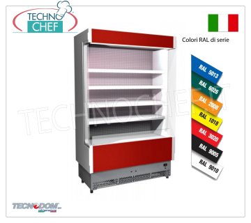 Frigor Murale Espositore, Linea VULCANO Profondo 60 cm,LUNGO 108 cm,con e senza gruppo refrigerante FRIGOR MURALE ESPOSITORE, Marca TECNODOM, Linea VULCANO 60, con 4 ripiani regolabili, ILLUMINAZIONE superiore a neon, temperatura +3°/+5°C, predisposto per UNITA' REFRIGERANTE REMOTA, V.230/1, Kw.0,084, Peso 140 Kg, dim.mm.1080x602x1970h