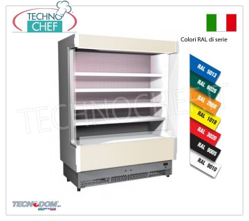 Frigor Murale Espositore, Linea VULCANO Profondo 60 cm,LUNGO 158 cm,con e senza gruppo refrigerante FRIGOR MURALE ESPOSITORE, Marca TECNODOM, Linea VULCANO 60, con 4 ripiani regolabili, ILLUMINAZIONE superiore a neon, temperatura +3°/+5°C, predisposto per UNITA' REFRIGERANTE REMOTA, V.230/1, Kw.0,084, Peso 225 Kg, dim.mm.1580x602x1970h