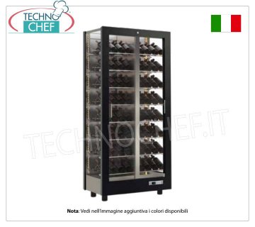 CANTINETTA-TECA per VINI capacità 112 bottiglie Inclinate, Statica-Ventilata, 3 Lati Vetro per ISTALLAZIONE A PARETE
