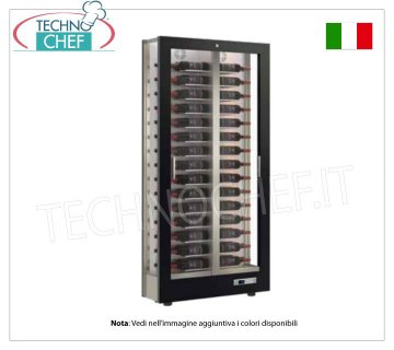 CANTINETTA-TECA per VINI capacità 60 bottiglie Orizzontali, Statica-Ventilata, 3 Lati Vetro per ISTALLAZIONE A PARETE, Linea SLIM, profonda 36 cm