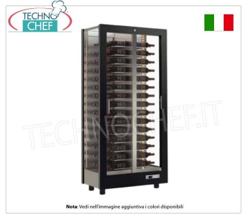 CANTINETTA-TECA per VINI capacità 120 bottiglie Orizzontali, Statica-Ventilata, 3 Lati Vetro per ISTALLAZIONE A PARETE