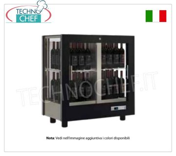 CANTINETTA-TECA per VINI capacità 64 bottiglie Verticali, Statica-Ventilata, 3 Lati Vetro per ISTALLAZIONE A PARETE