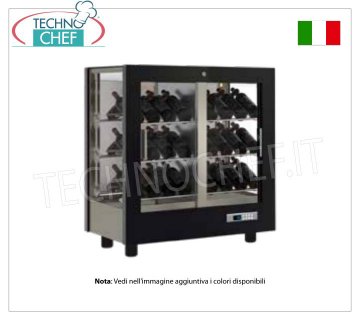 CANTINETTA-TECA per VINI, capacità 42 bottiglie Inclinate, Statica-Ventilata, 3 Lati Vetro per ISTALLAZIONE A PARETE