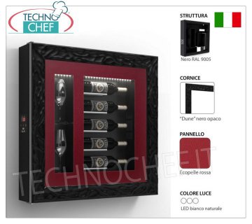 QUADRO VINO REFRIGERATO, 5 BOTTIGLIE e 2 BICCHIERI, Temp.+12°/+18°