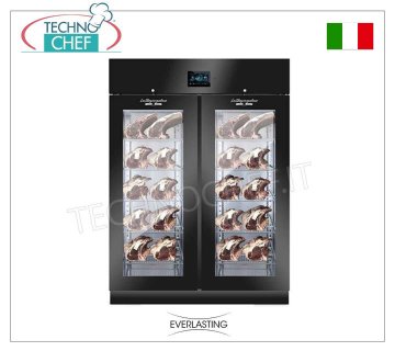 STAGIONATORE CONSERVATORE Salumi in Acciaio Nero, 2 PORTE VETRO, resa max 200 Kg