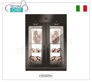 ARMADIO FROLLATURA CARNE, Nero, 2 Porte VETRO, capacita' max Kg 300, mod.MEAT PANORAMA 1500 BLACK
