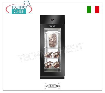 ARMADIO FROLLATURA CARNE, Nero 1 Porta VETRO, carico Max 150 Kg, mod.MEAT PANORAMA 700 BLACK